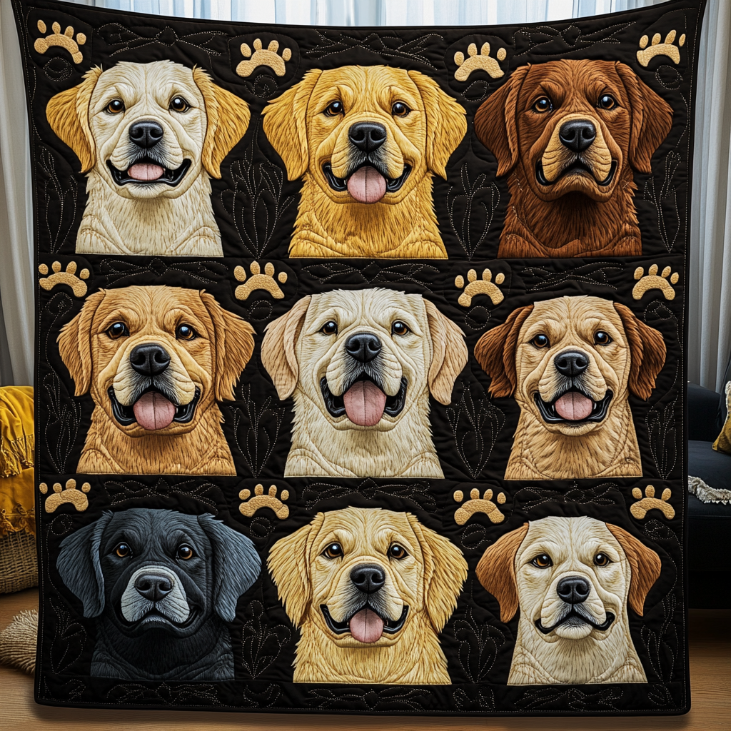 Whimsical Unique Puppy Quilted Blanket - Throw (55" x 60")