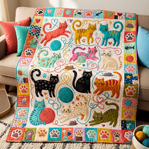 Whimsical Cat Garden Quilted Blanket - Baby (30" x 40") - Pack 1