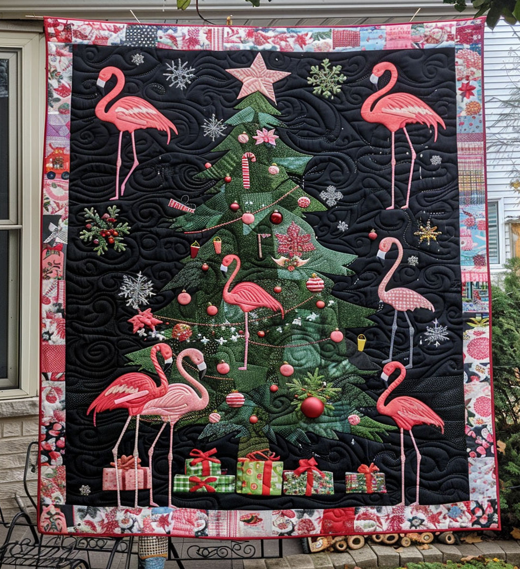 Whimsical Chirstmas Tree Quilted Blanket - Throw (55" x 60")