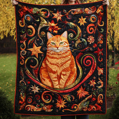 Whimsical Fantasy Cat Quilted Blanket - Throw (55" x 60")