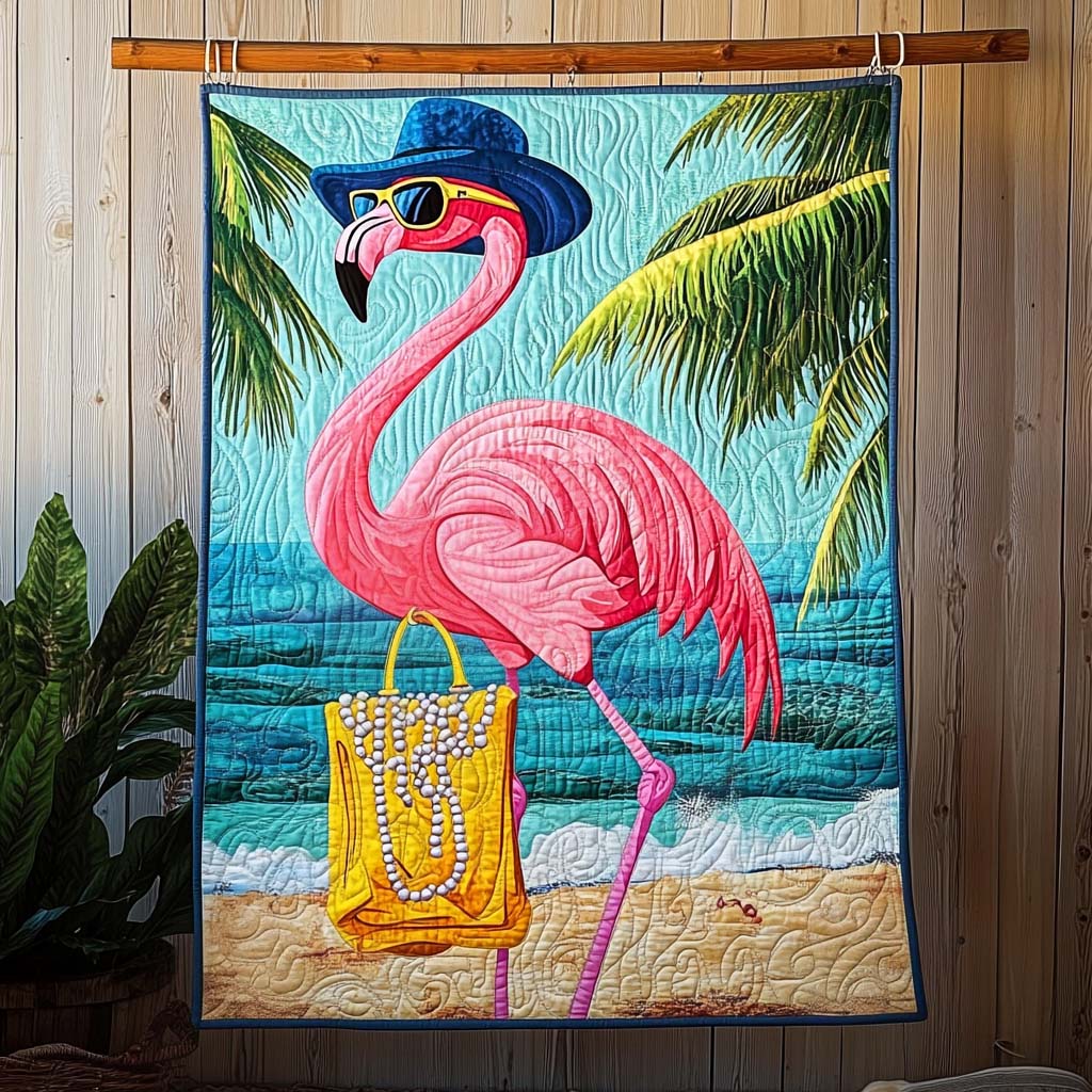 Whimsical Flamingo Quilted Blanket - Throw (55" x 60")