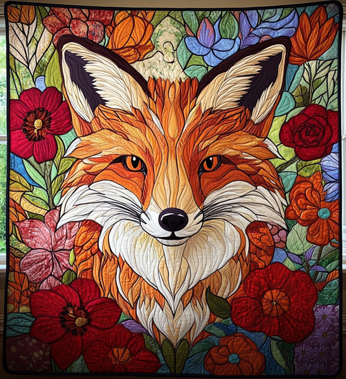 Whimsical Fox Quilted Blanket - Throw (55" x 60")