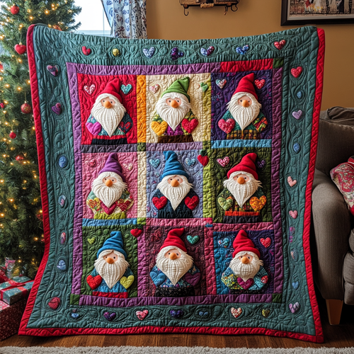 Whimsical Gnomes Quilted Blanket - Throw (55" x 60")