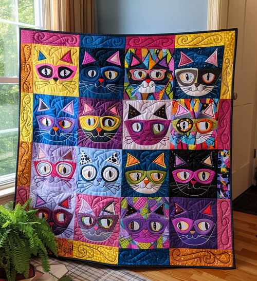 Whisker Whimsy Quilted Blanket - Throw (55" x 60")