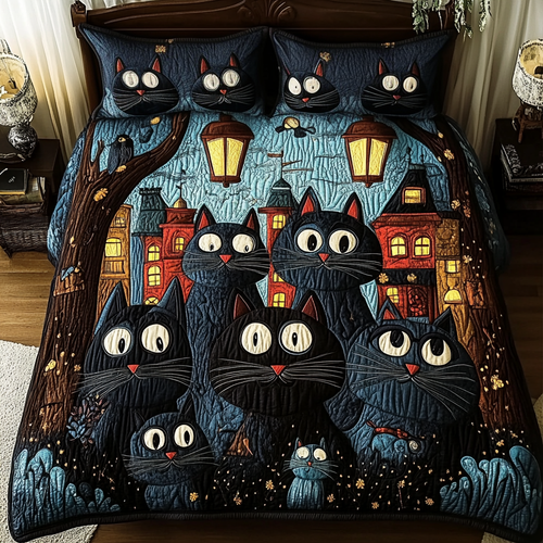 Whisker Dreams 3-Piece Quilted Bedding Set - Single (59" x 70")