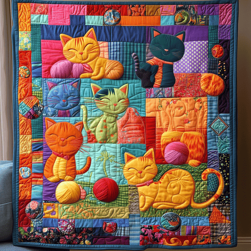 Whisker Yarn Whirl Quilted Blanket - Throw (55" x 60")