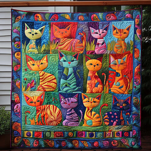 Whiskered Wonderland Quilted Blanket - Throw (55" x 60")