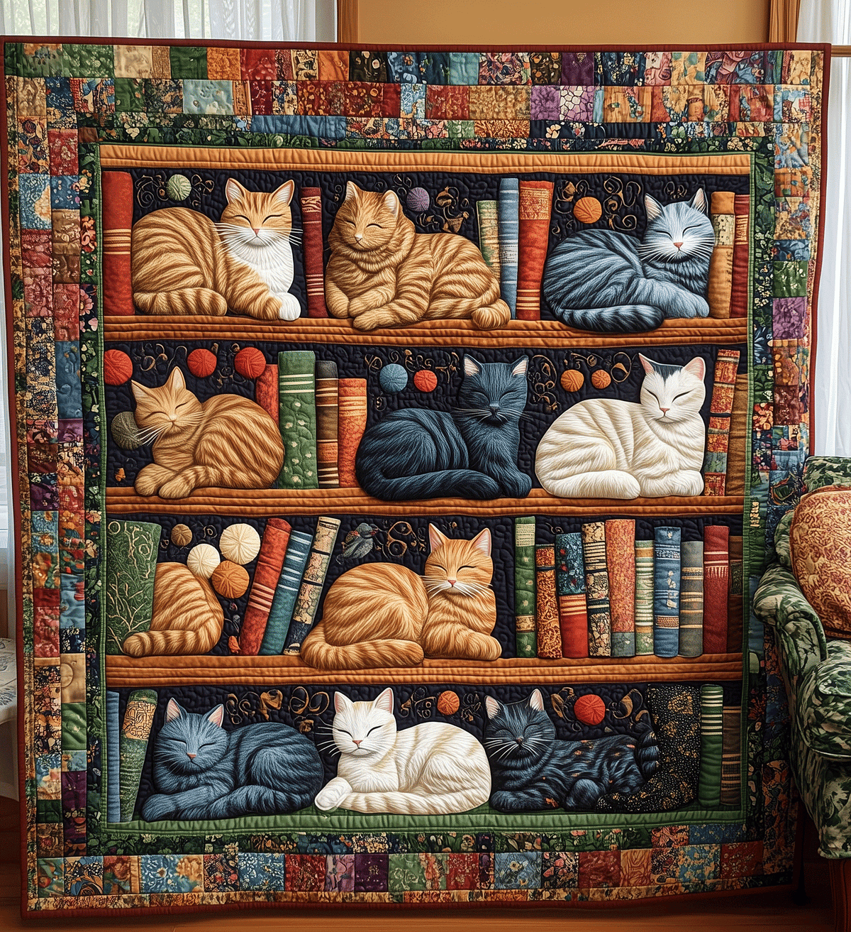 Whiskers and Words Quilted Blanket - Throw (55" x 60")