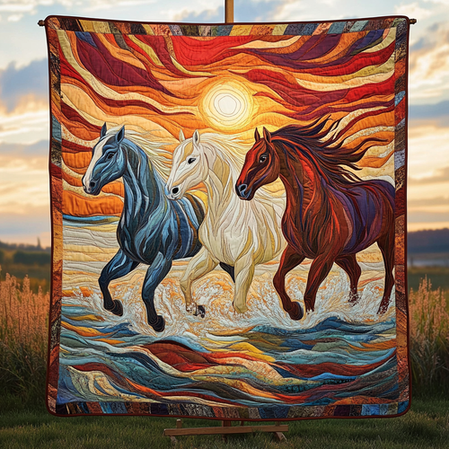 Whispering Hooves Quilted Blanket - Throw (55" x 60")
