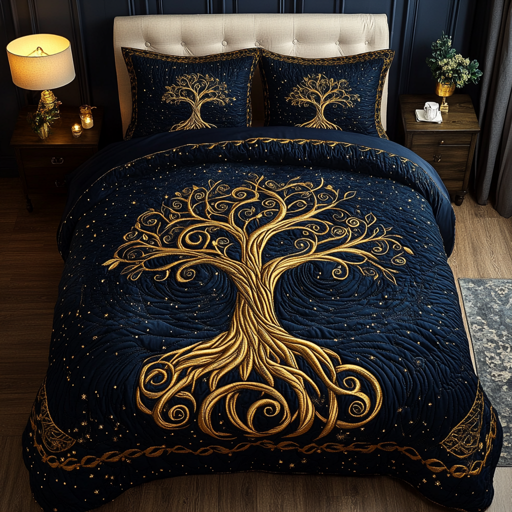 Whispering Leaves 3-Piece Quilted Bedding Set - Single (59" x 70")