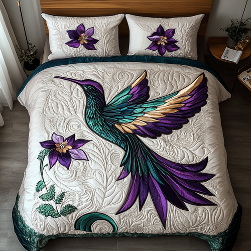 Whispering Wings 3-Piece Quilted Bedding Set - Single (59" x 70")