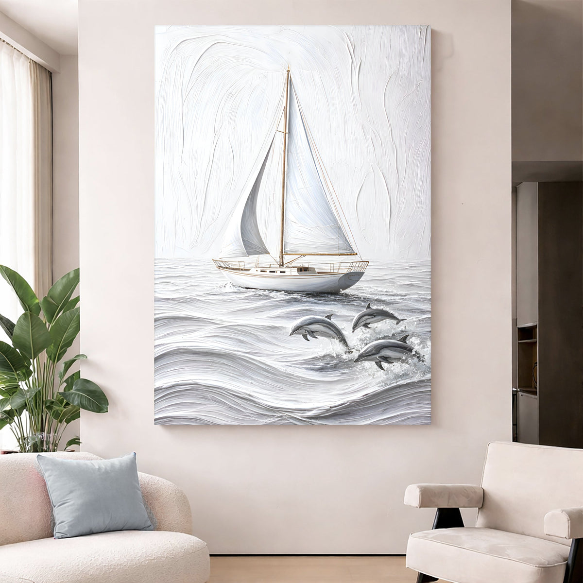 Serene White Sailboat