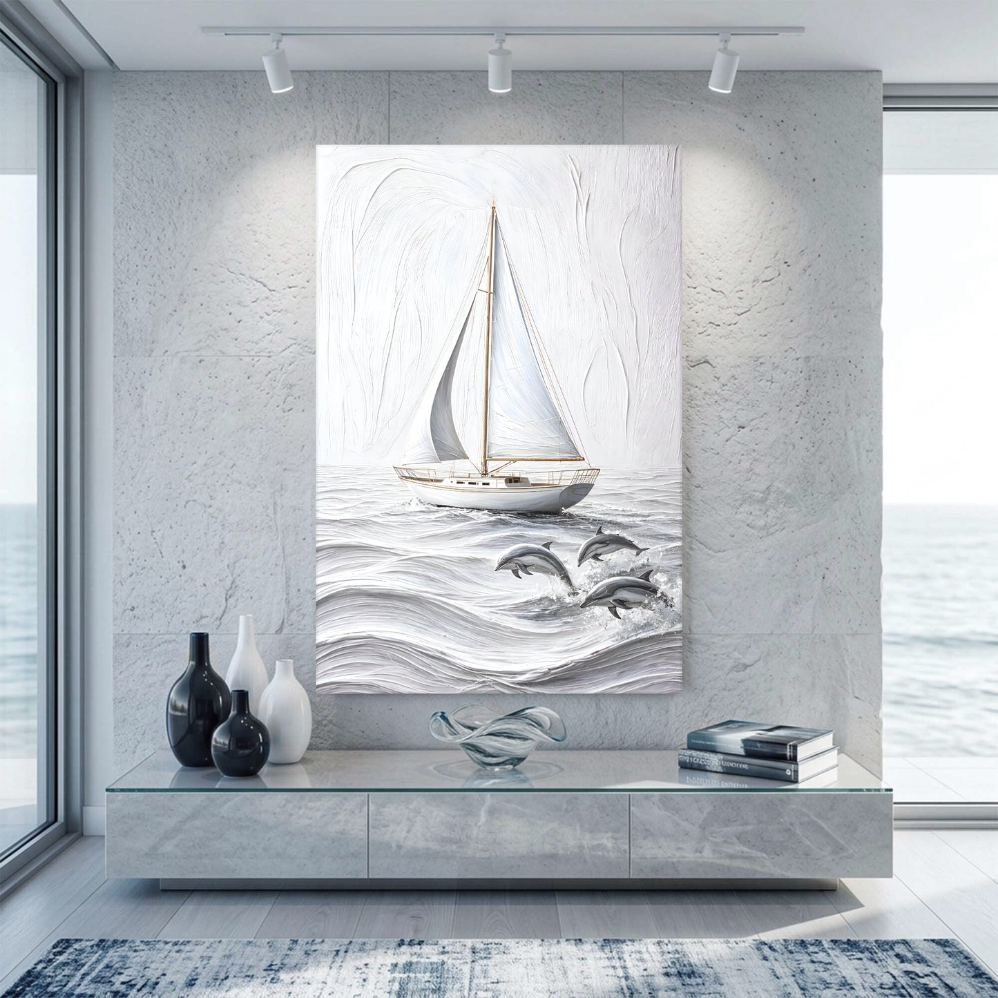 Serene White Sailboat