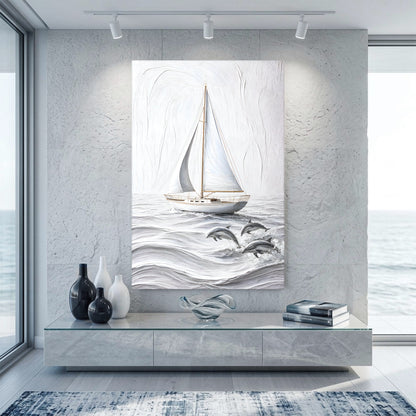 Serene White Sailboat