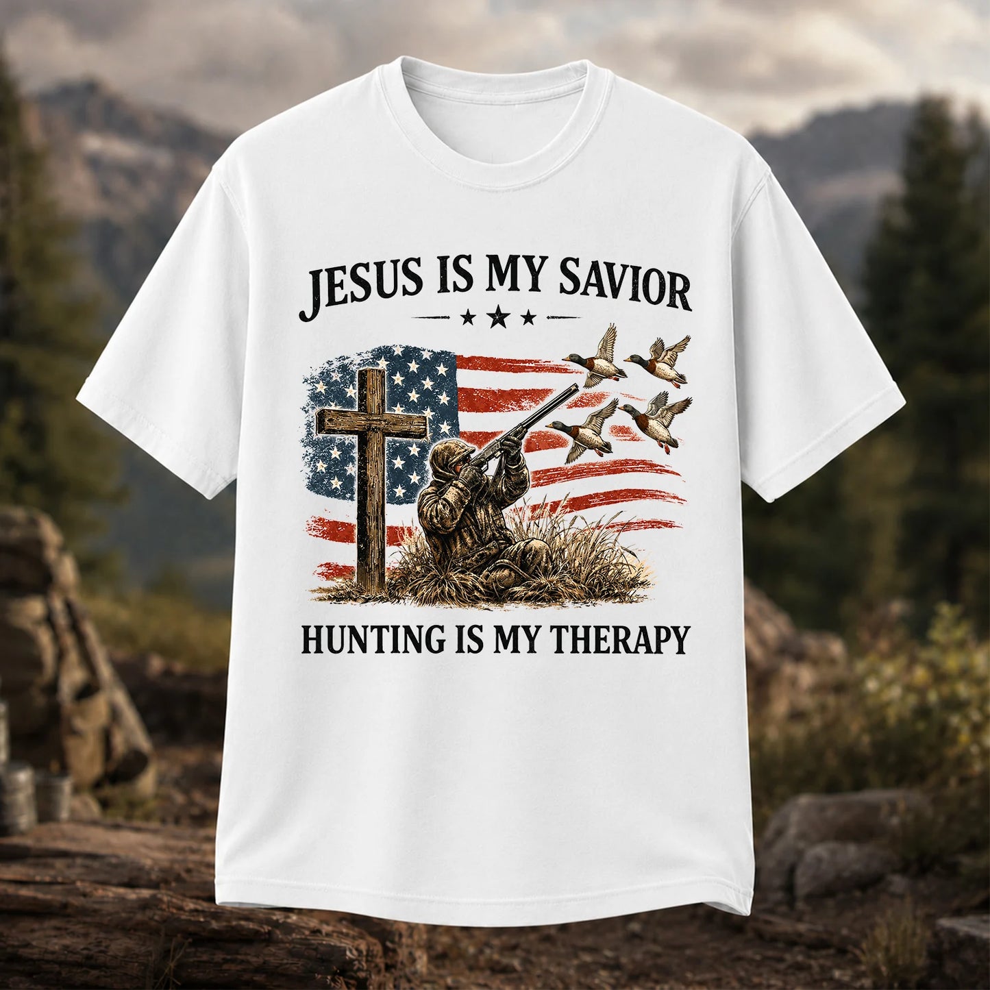 Jesus Is My Savior Hunting Is My Therapy T-Shirt, Christian Hunter Tee