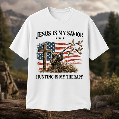 Jesus Is My Savior Hunting Is My Therapy T-Shirt, Christian Hunter Tee