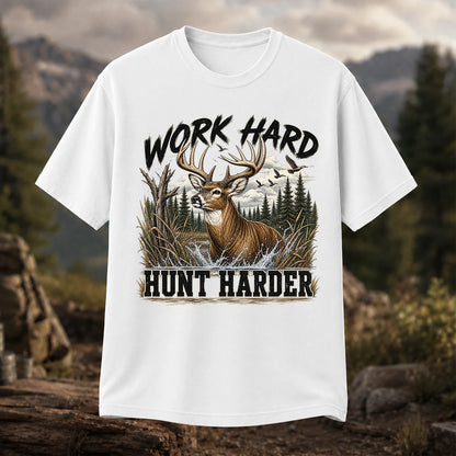 Work Hard Hunt Harder T-Shirt, Vintage Deer Hunting Tee