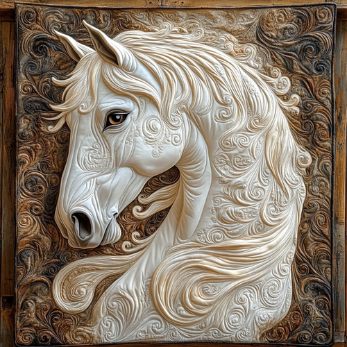 White Horse Quilted Blanket - Throw (55" x 60")