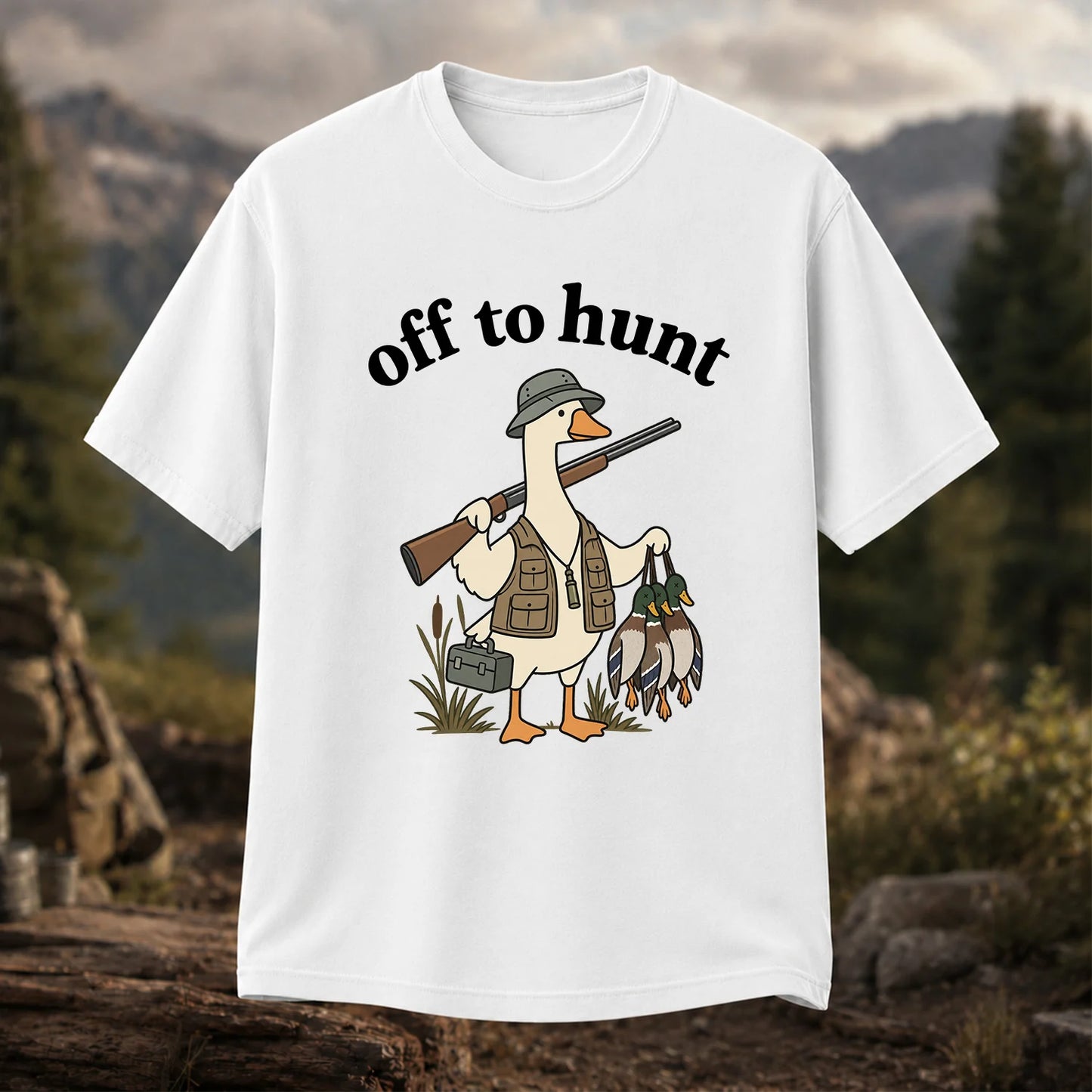Off to Hunt T-Shirt, Funny Duck Hunter Tee