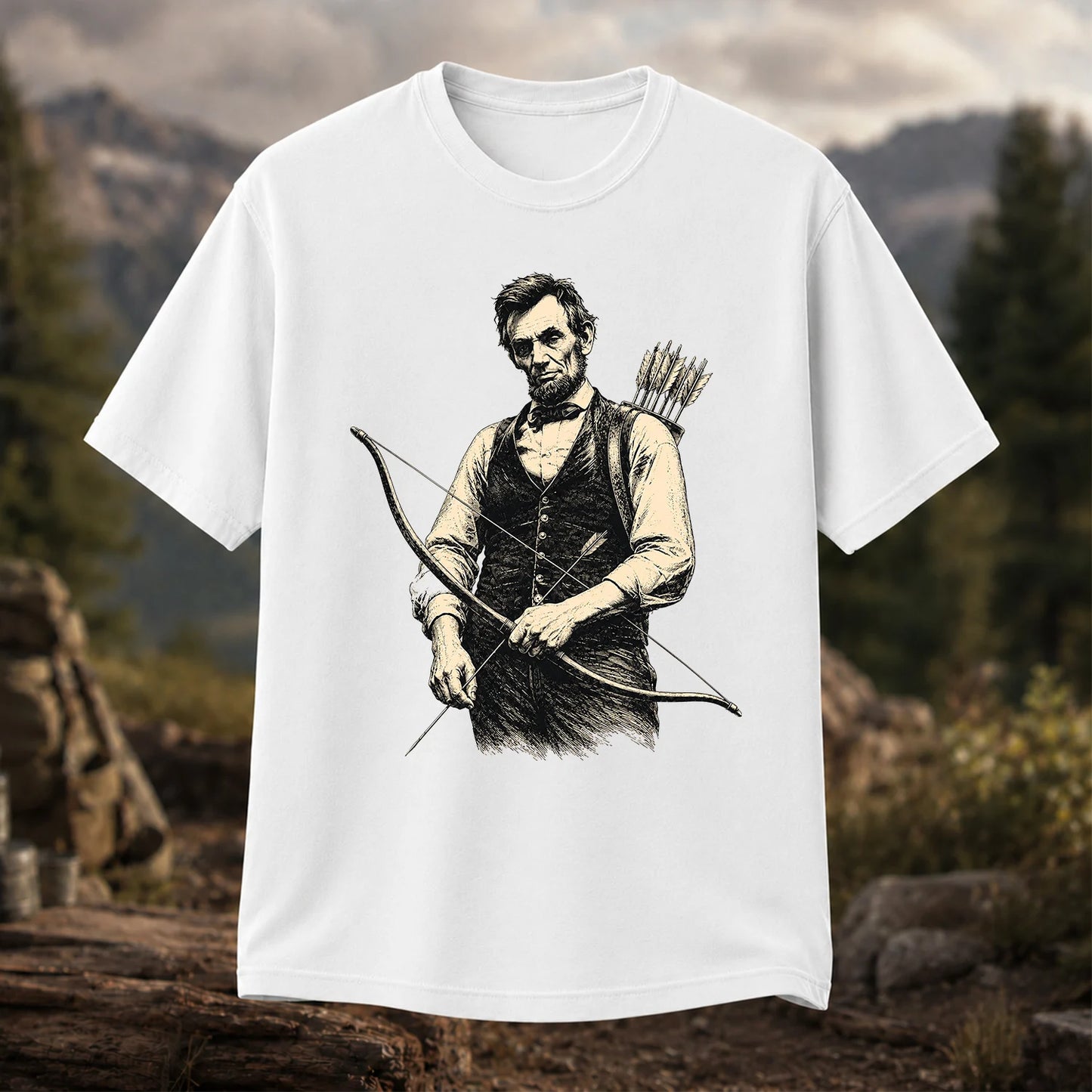 Abraham Lincoln Archer T-Shirt, Vintage Bow Hunting Tee