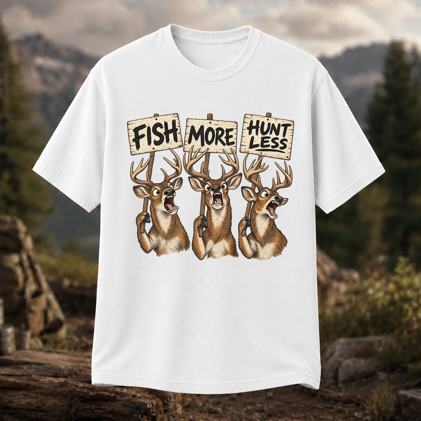 Fish More Hunt Less T-Shirt, Funny Deer Hunting Tee
