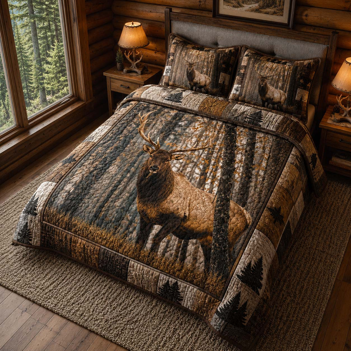Whitetail Timber 3-Piece Quilted Bedding Set - Single (59" x 70")