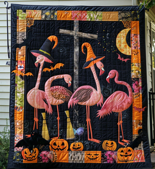Wicked Flamingos Quilted Blanket - Throw (55" x 60")