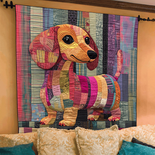 Wiener Pup Bliss Quilted Blanket - Throw (55" x 60")