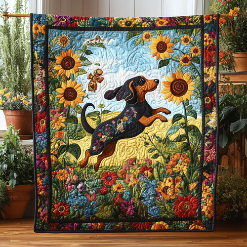 Wiggly Weiner Wonders Quilted Blanket - Throw (55" x 60")
