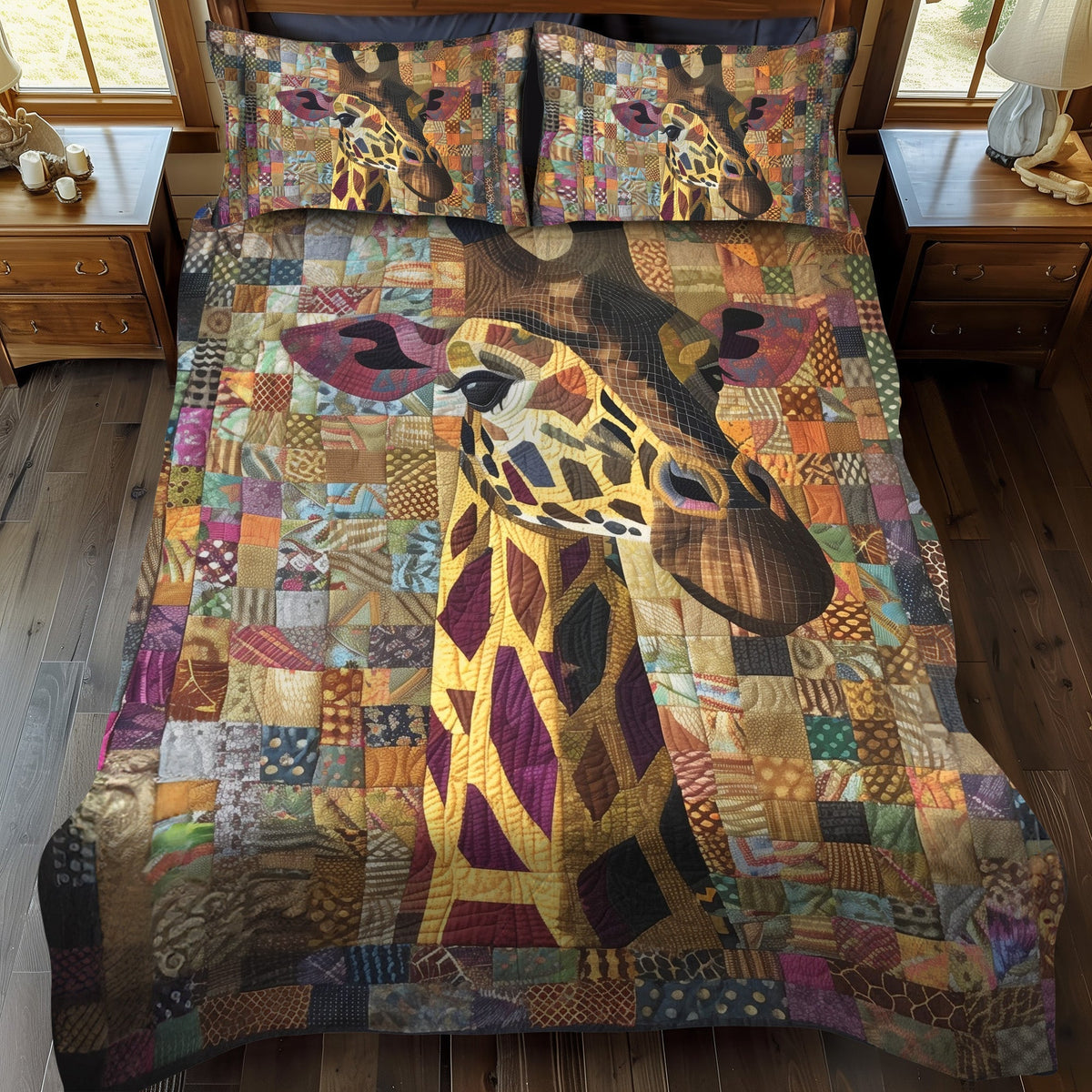 Wild Giraffe 3-Piece Quilted Bedding Set - Single (59" x 70")
