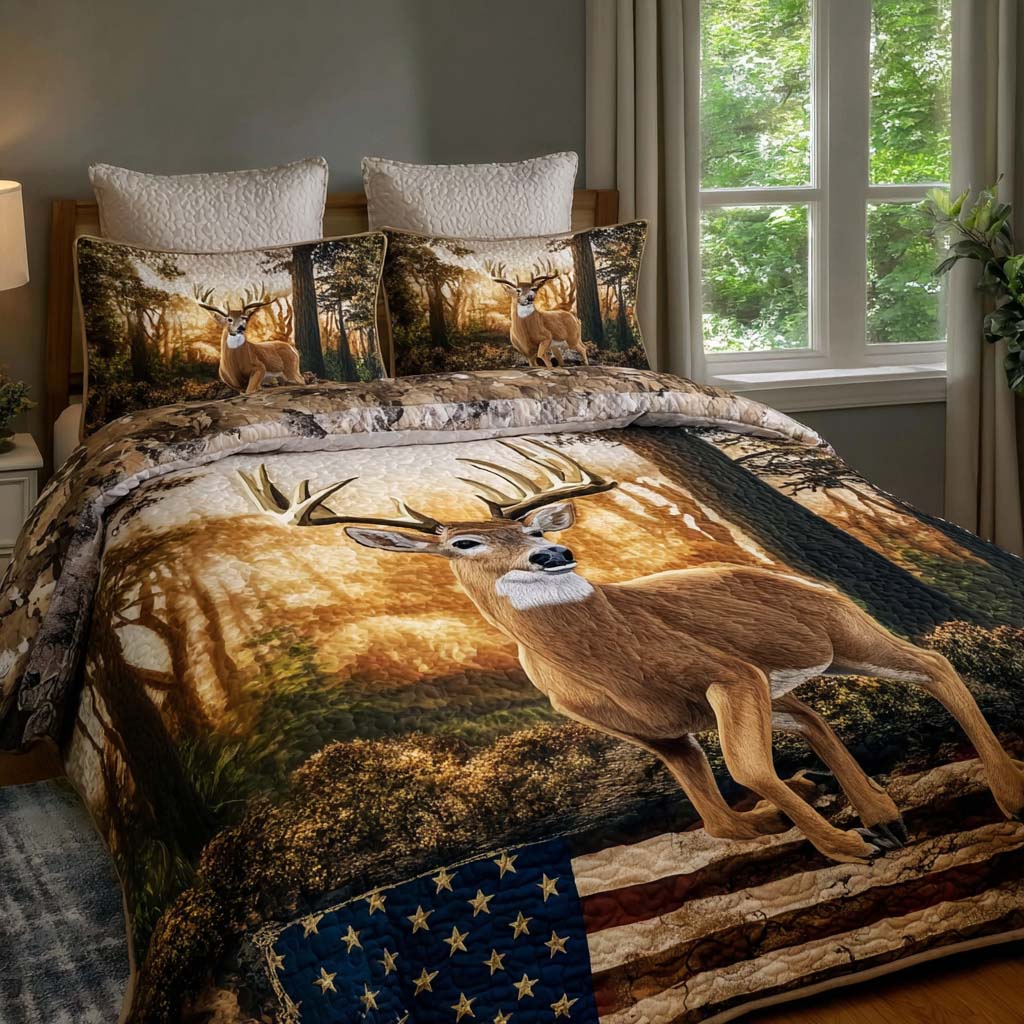 Wild Buck 3-Piece Quilted Bedding Set - Single (59" x 70")