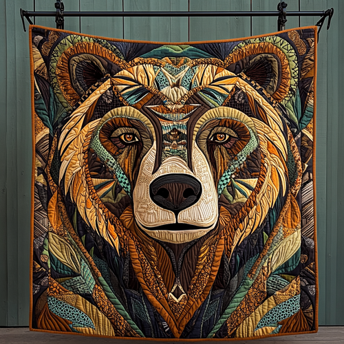 Wild Heart Bear Quilted Blanket - Throw (55" x 60")