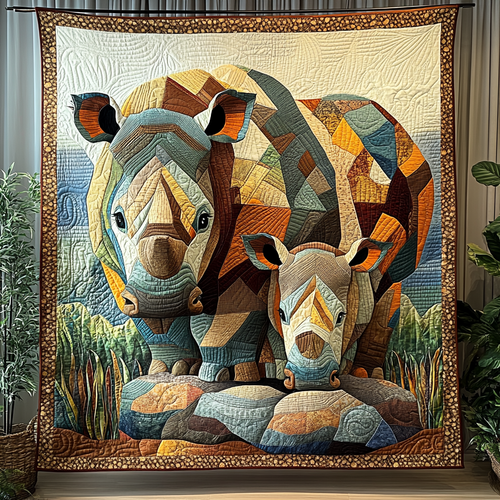 Wild Plains Rhino Quilted Blanket - Throw (55" x 60")
