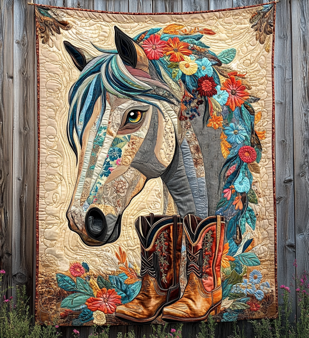 Wild West Horse Art Quilt Hanging - Baby (30" x 40")