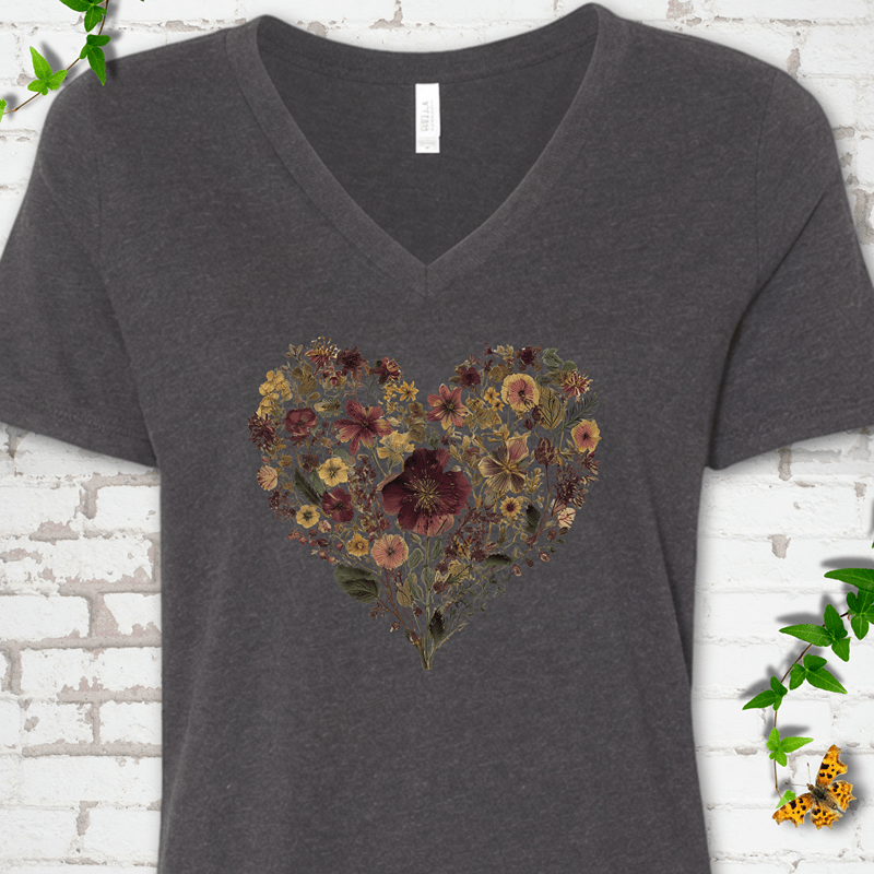 Wildflower Heart V-Neck T-Shirt