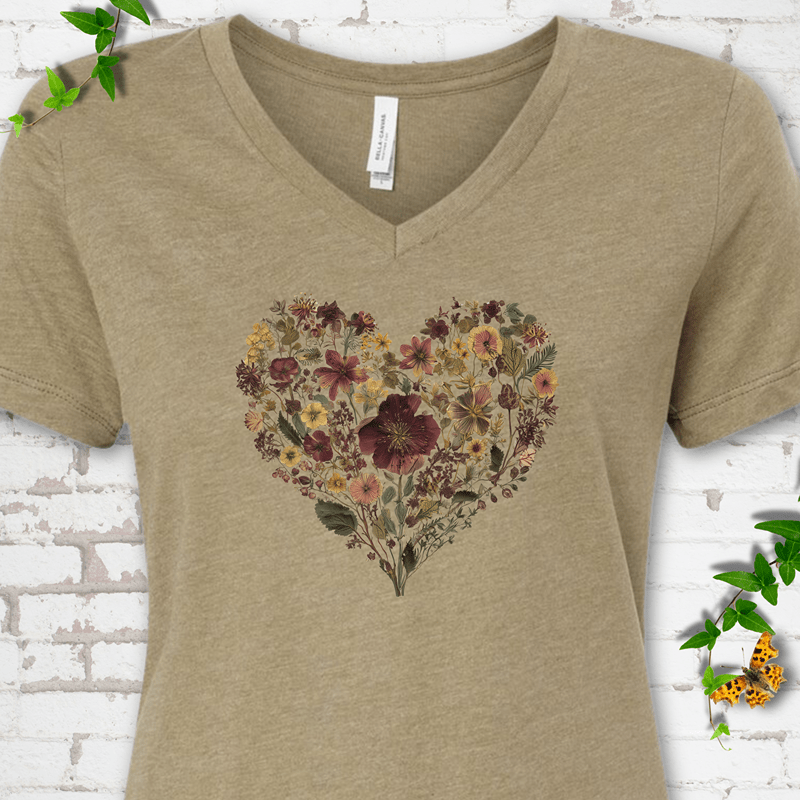 Wildflower Heart V-Neck T-Shirt