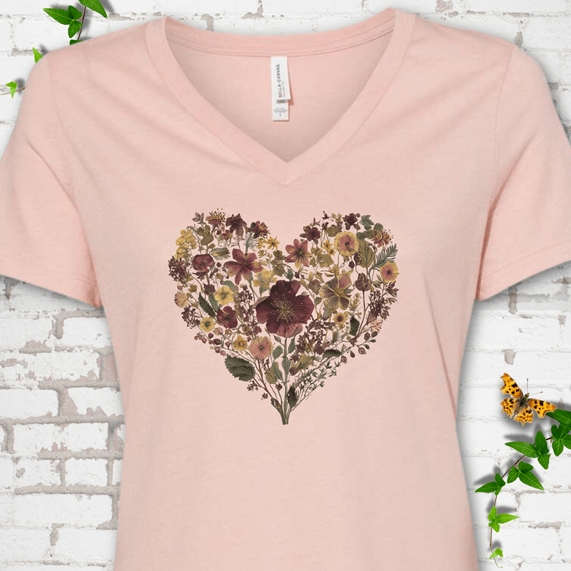 Wildflower Heart V-Neck T-Shirt