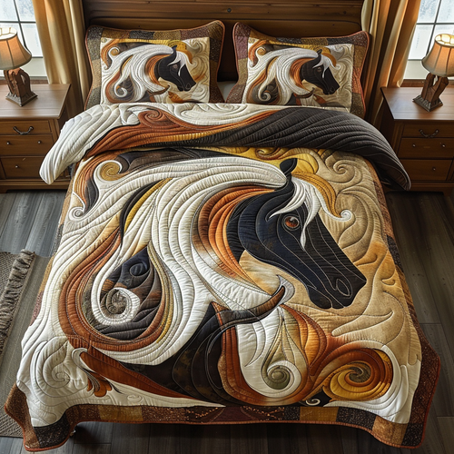 Windblown Mane Horse Quilted Blanket - Throw (55" x 60")