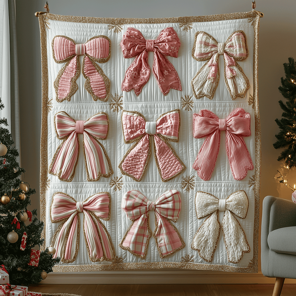 Winter Bow Whimsy Quilted Blanket - Baby (30" x 40")