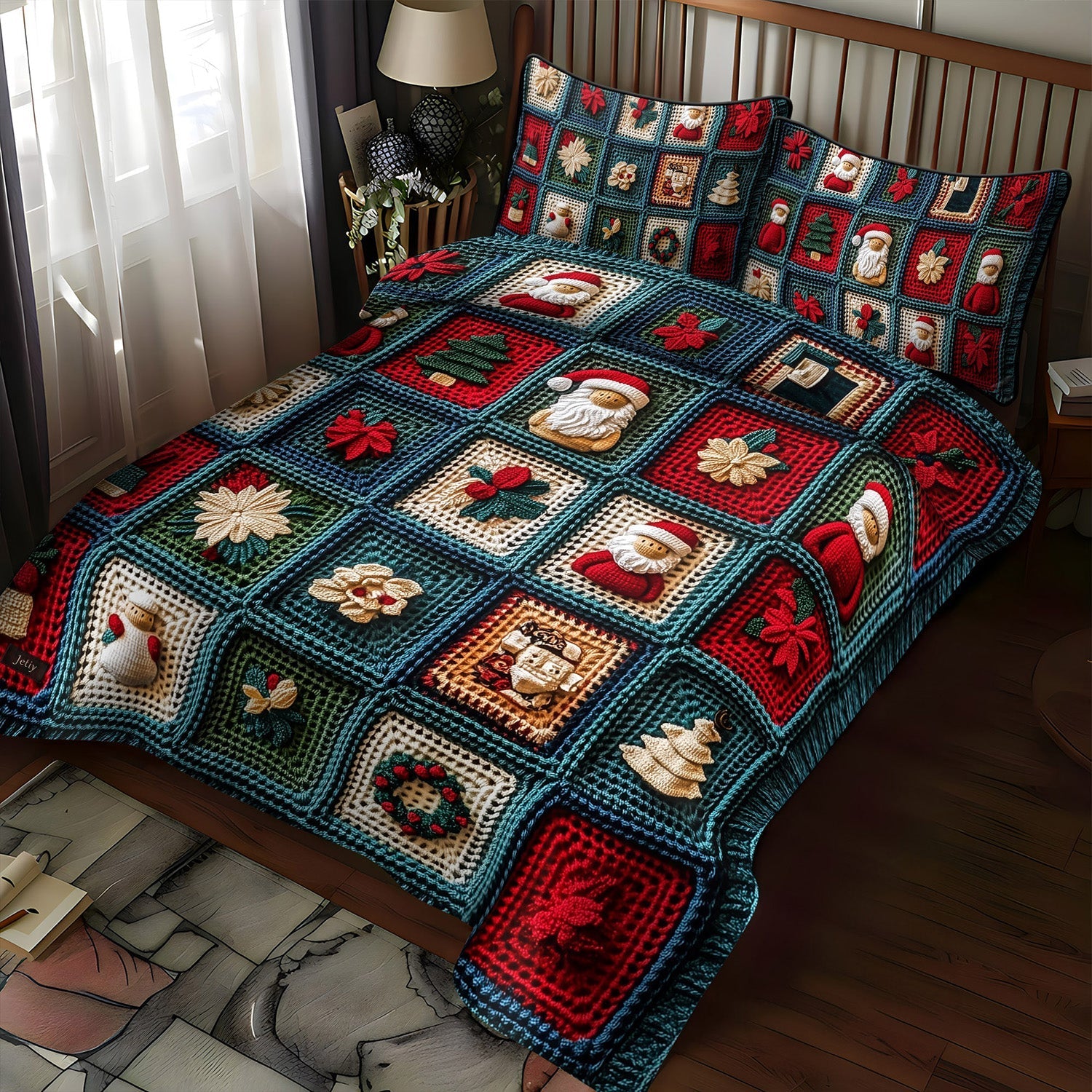 Winter Festival Pines 3-Piece Quilted Bedding Set - Single (59" x 70")