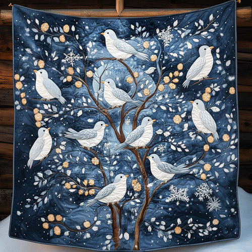 Winter Birds Quilted Blanket - Throw (55" x 60")