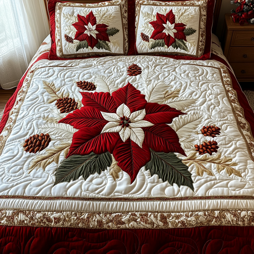 Winter Blossom Quilted Bedding Set - Single (59" x 70")