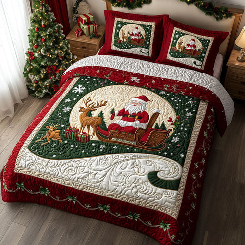 Winter Gift Run 3-Piece Quilted Bedding Set - Single (59" x 70")