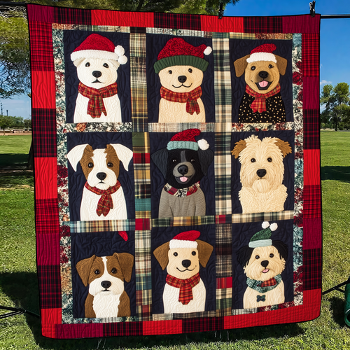 Winter Puppy Wonderland Quilted Blanket - Throw (55" x 60")