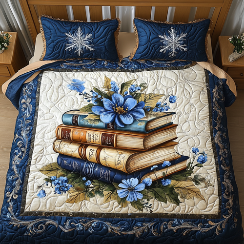 Winter Reading Bliss 3-Piece Quilted Bedding Set - Single (59" x 70")