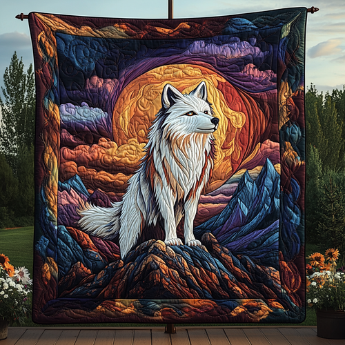 Winter Wolf Quilted Blanket - Throw (55" x 60")