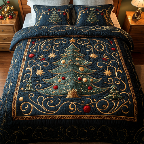Winter Wonderland Pine Quilted Bedding Set - Single (59" x 70")
