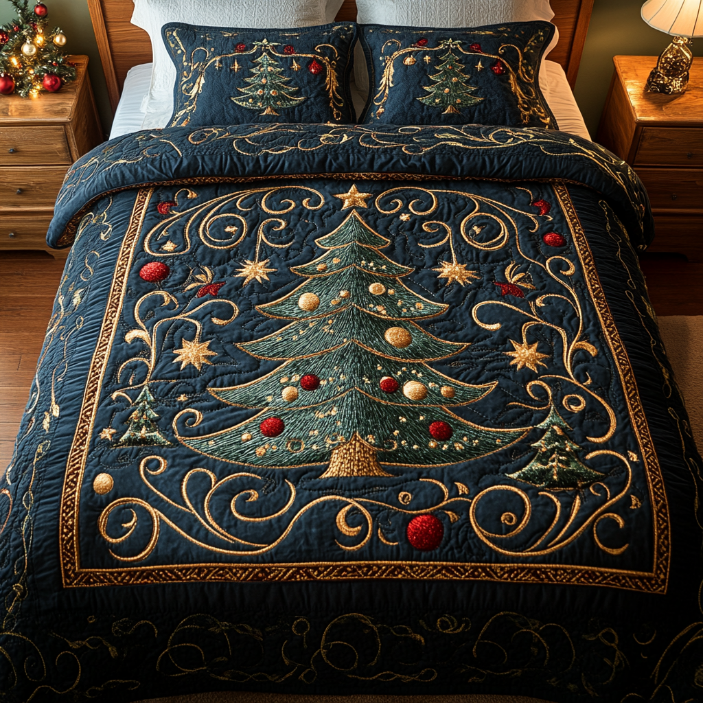 Single (59'' x 70'') /Winter Wonderland Pine Quilted Bedding Set