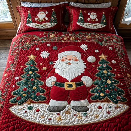 Winter Wonderland Santa Quilted Bedding Set - Single (59" x 70")