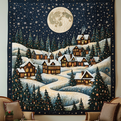 Winter Wonderland Village Quilted Blanket - Throw (55" x 60")
